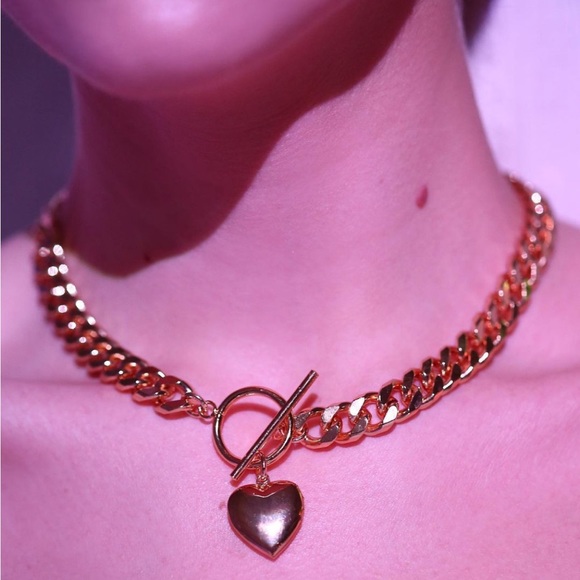 Stunning gold link heart locket necklace and bracelet - Picture 4 of 7